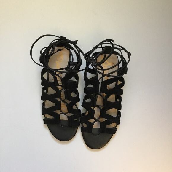 Sam Edelman Black Suede Sandals with Laces - Picture 4 of 9